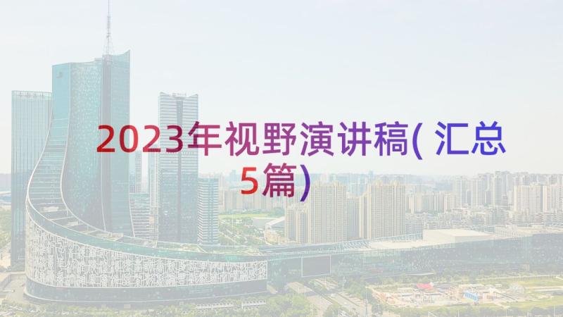 2023年视野演讲稿(汇总5篇)