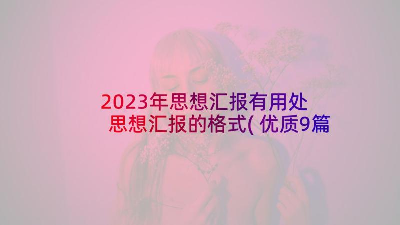 2023年思想汇报有用处 思想汇报的格式(优质9篇)