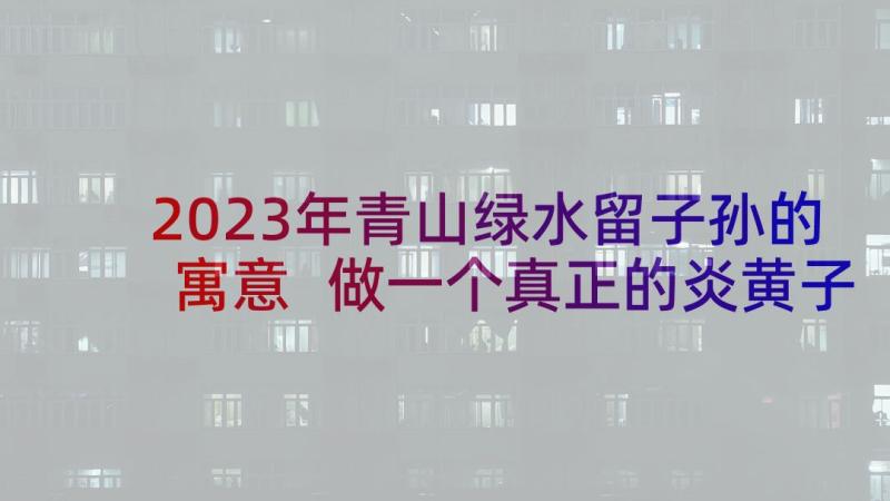 2023年青山绿水留子孙的寓意 做一个真正的炎黄子孙爱国演讲稿(模板5篇)