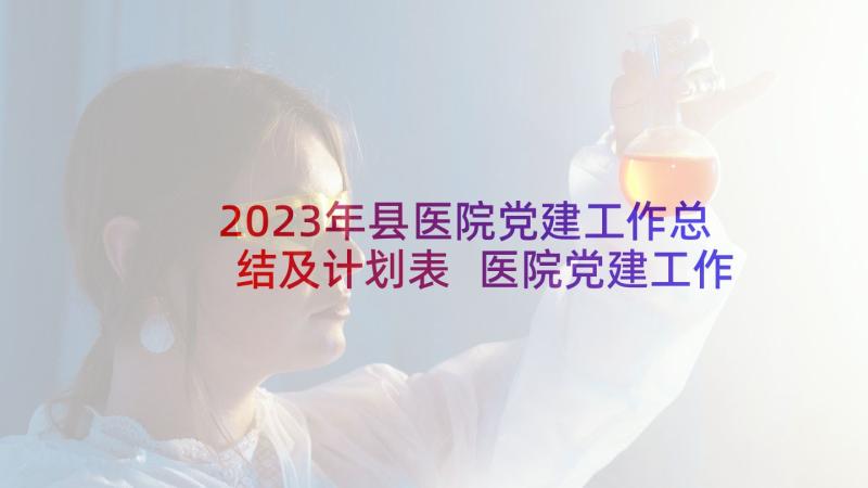 2023年县医院党建工作总结及计划表 医院党建工作计划(模板9篇)