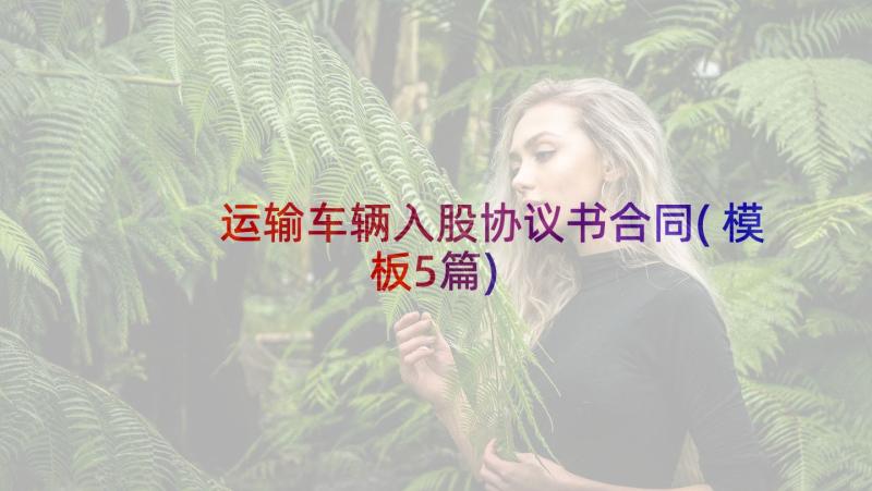 运输车辆入股协议书合同(模板5篇)