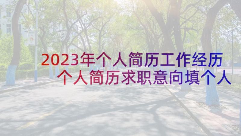 2023年个人简历工作经历 个人简历求职意向填个人简历求职意向(优秀8篇)