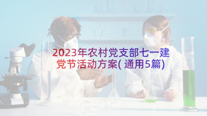 2023年农村党支部七一建党节活动方案(通用5篇)