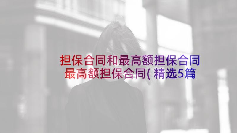 担保合同和最高额担保合同 最高额担保合同(精选5篇)