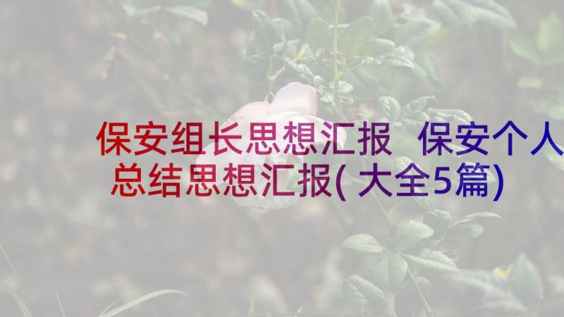 保安组长思想汇报 保安个人总结思想汇报(大全5篇)