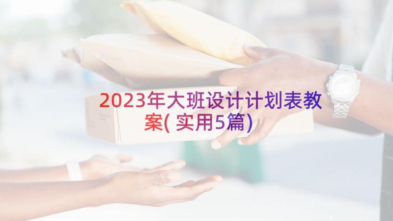 2023年大班设计计划表教案(实用5篇)