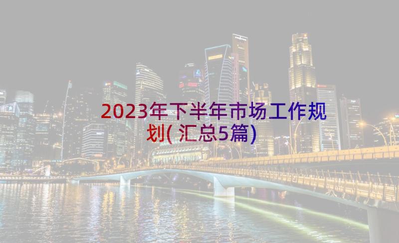 2023年下半年市场工作规划(汇总5篇)