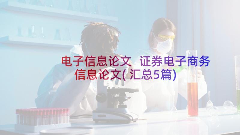 电子信息论文 证券电子商务信息论文(汇总5篇)