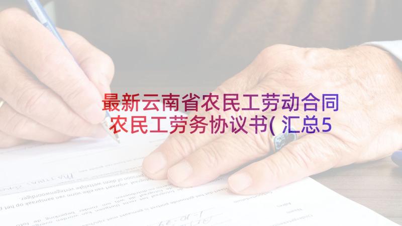 最新云南省农民工劳动合同 农民工劳务协议书(汇总5篇)