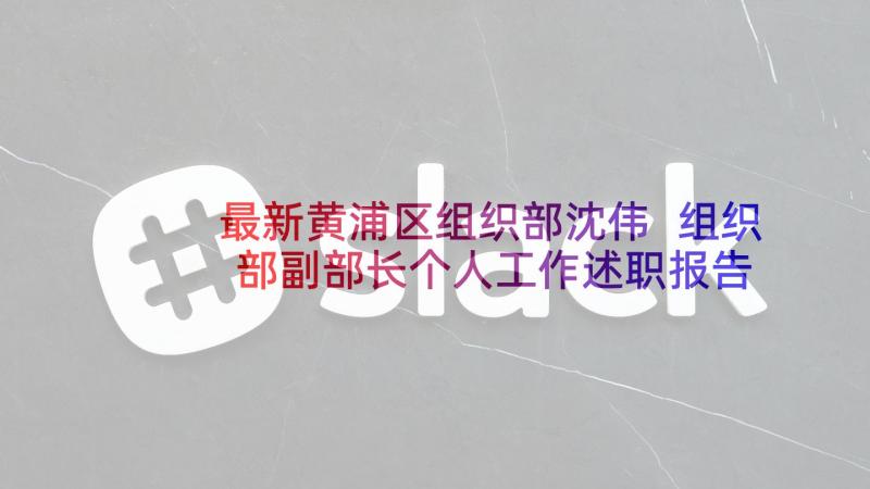 最新黄浦区组织部沈伟 组织部副部长个人工作述职报告(大全5篇)