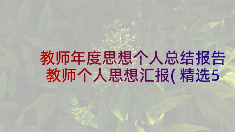 教师年度思想个人总结报告 教师个人思想汇报(精选5篇)