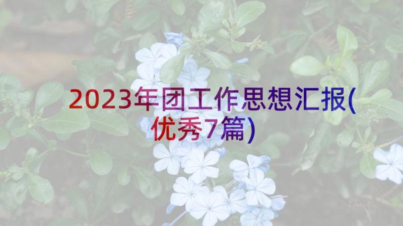 2023年团工作思想汇报(优秀7篇)