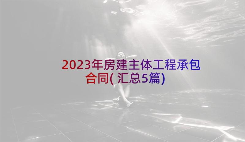 2023年房建主体工程承包合同(汇总5篇)