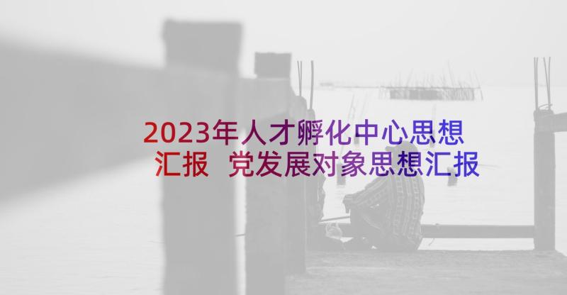 2023年人才孵化中心思想汇报 党发展对象思想汇报(优秀10篇)