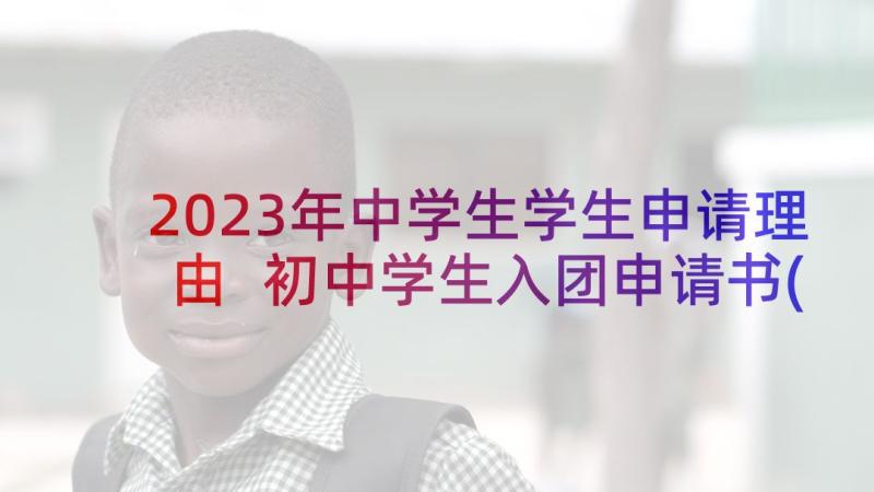 2023年中学生学生申请理由 初中学生入团申请书(大全8篇)