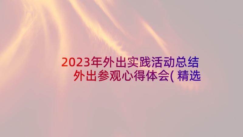 2023年外出实践活动总结 外出参观心得体会(精选9篇)