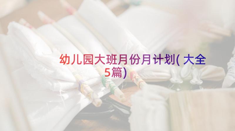 幼儿园大班月份月计划(大全5篇)