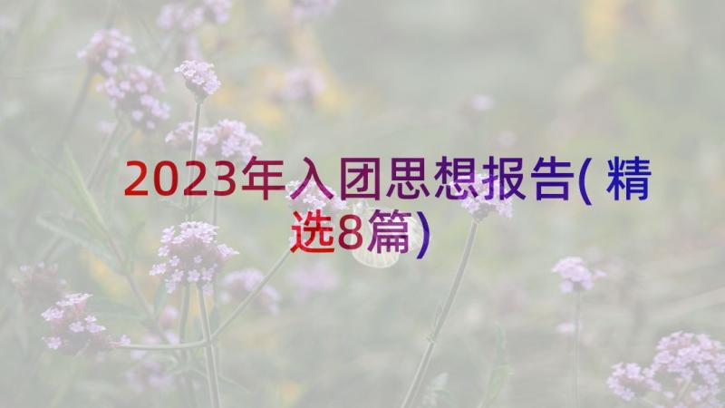 2023年入团思想报告(精选8篇)