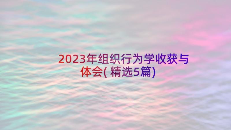 2023年组织行为学收获与体会(精选5篇)