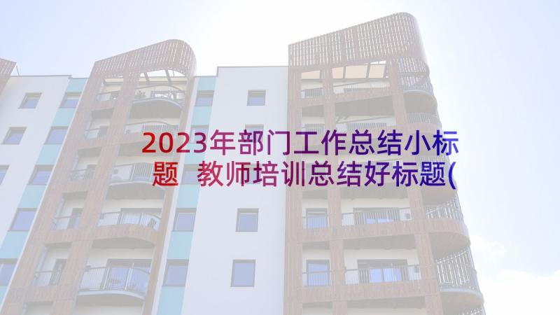 2023年部门工作总结小标题 教师培训总结好标题(优秀10篇)