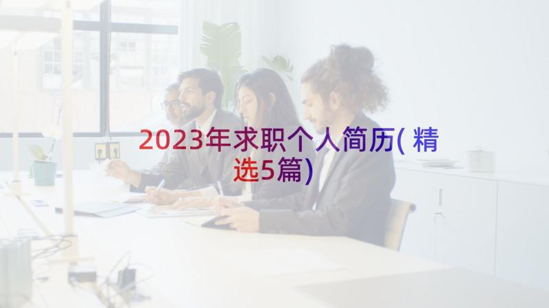 2023年求职个人简历(精选5篇)