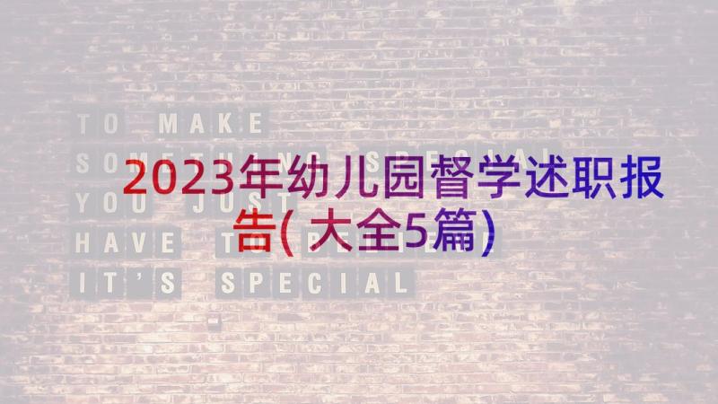 2023年幼儿园督学述职报告(大全5篇)