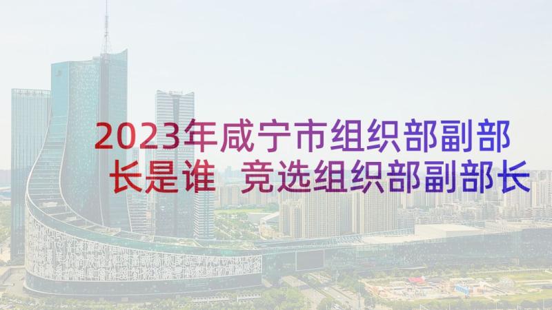 2023年咸宁市组织部副部长是谁 竞选组织部副部长演讲稿(精选10篇)