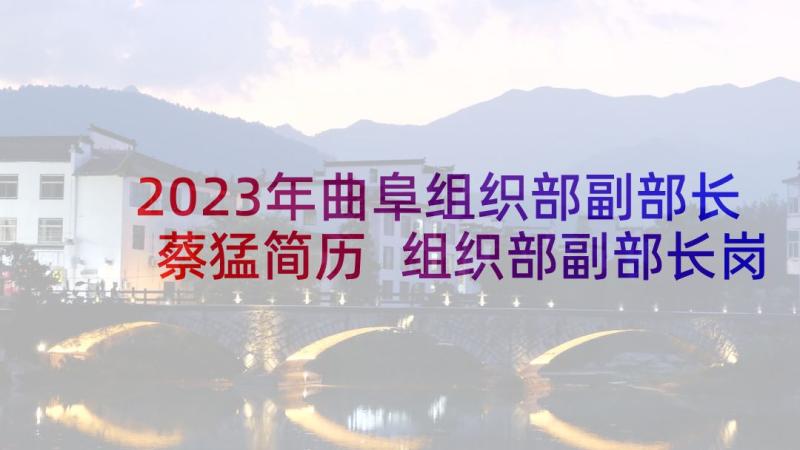 2023年曲阜组织部副部长蔡猛简历 组织部副部长岗位职责(精选5篇)