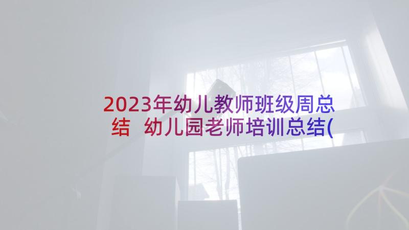 2023年幼儿教师班级周总结 幼儿园老师培训总结(大全8篇)