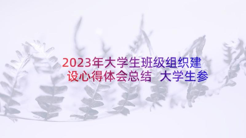 2023年大学生班级组织建设心得体会总结 大学生参加班级活动心得体会(精选5篇)