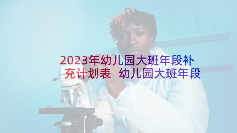 2023年幼儿园大班年段补充计划表 幼儿园大班年段的工作计划(实用5篇)