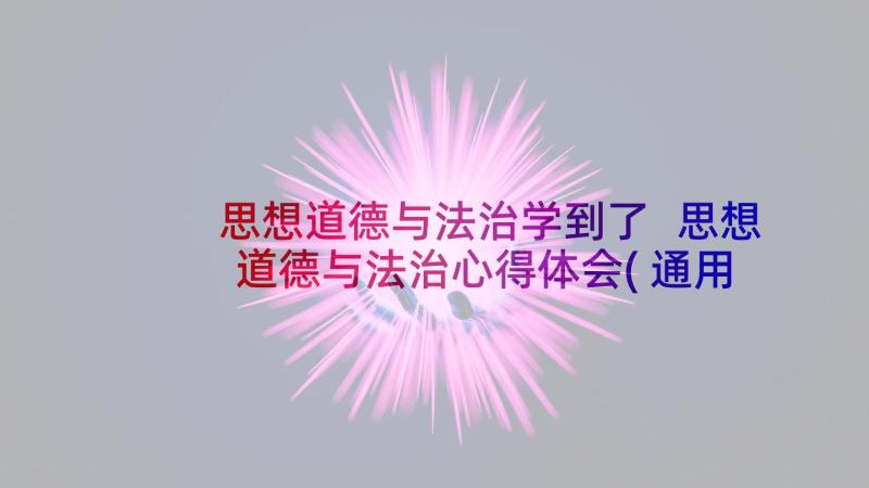 思想道德与法治学到了 思想道德与法治心得体会(通用5篇)