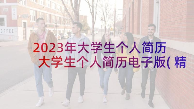 2023年大学生个人简历 大学生个人简历电子版(精选8篇)