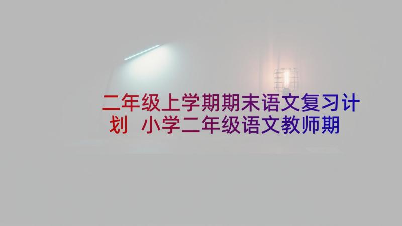 二年级上学期期末语文复习计划 小学二年级语文教师期末复习计划(优质9篇)