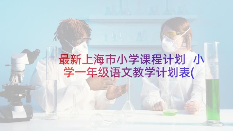 最新上海市小学课程计划 小学一年级语文教学计划表(通用5篇)