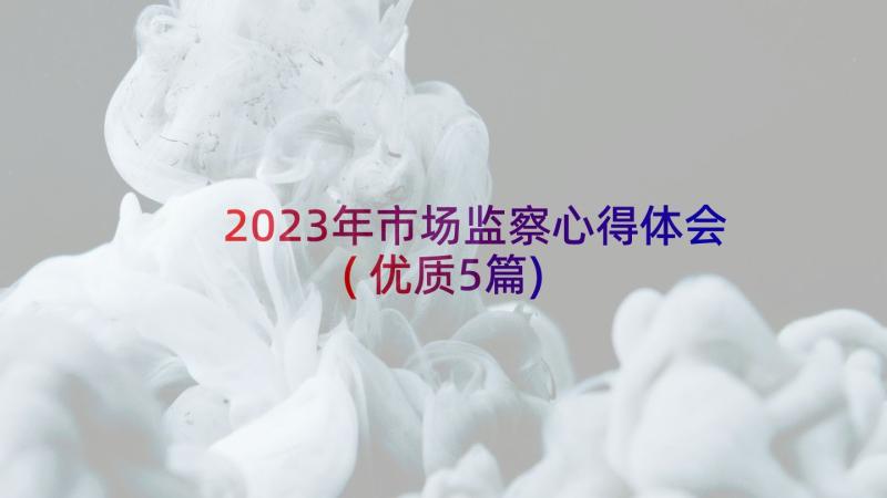 2023年市场监察心得体会(优质5篇)