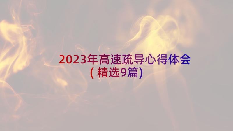 2023年高速疏导心得体会(精选9篇)