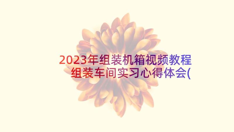 2023年组装机箱视频教程 组装车间实习心得体会(精选10篇)