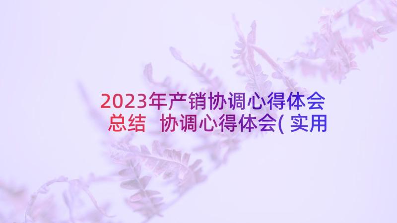 2023年产销协调心得体会总结 协调心得体会(实用7篇)