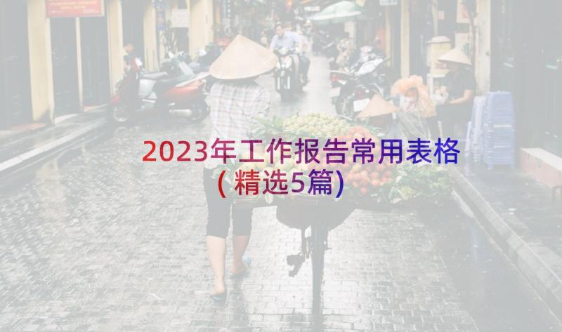 2023年工作报告常用表格(精选5篇)