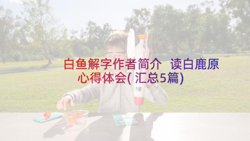 白鱼解字作者简介 读白鹿原心得体会(汇总5篇)