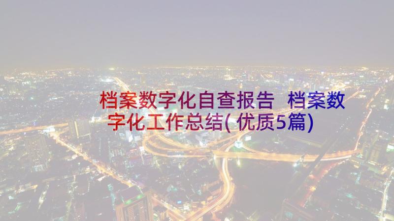 档案数字化自查报告 档案数字化工作总结(优质5篇)