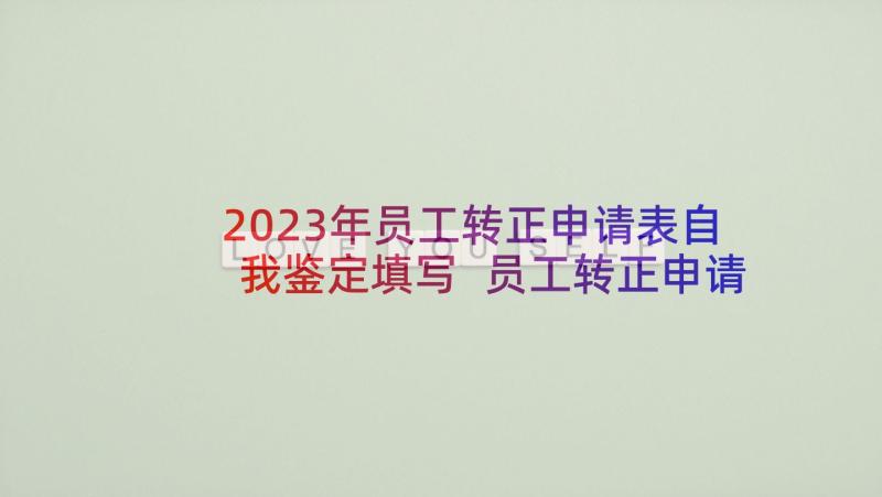 2023年员工转正申请表自我鉴定填写 员工转正申请自我鉴定(通用6篇)