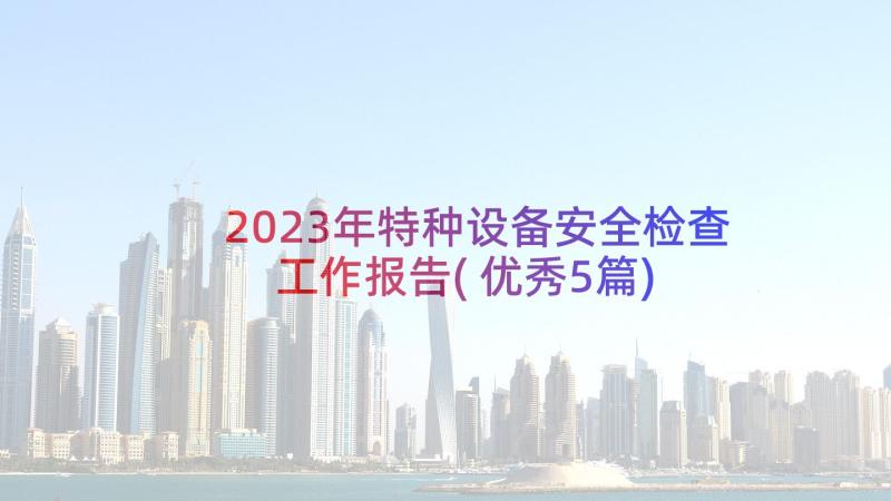 2023年特种设备安全检查工作报告(优秀5篇)