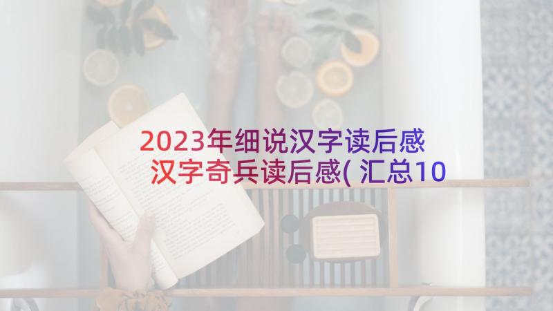 2023年细说汉字读后感 汉字奇兵读后感(汇总10篇)