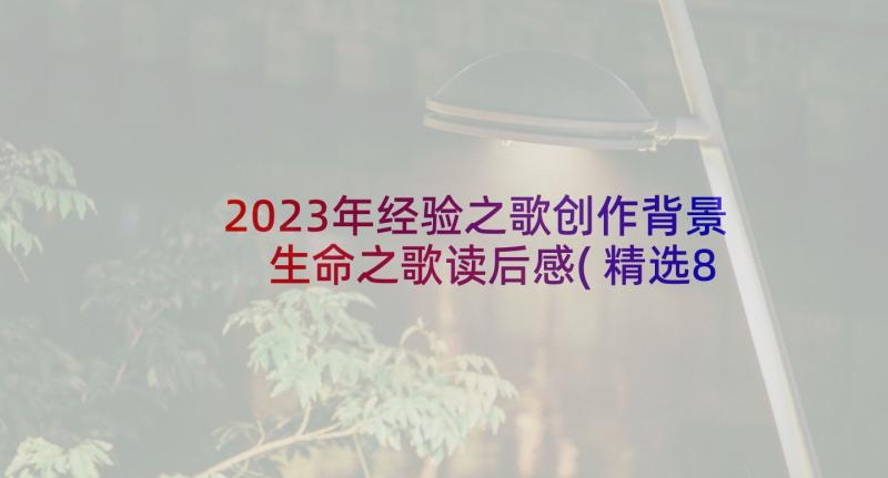 2023年经验之歌创作背景 生命之歌读后感(精选8篇)