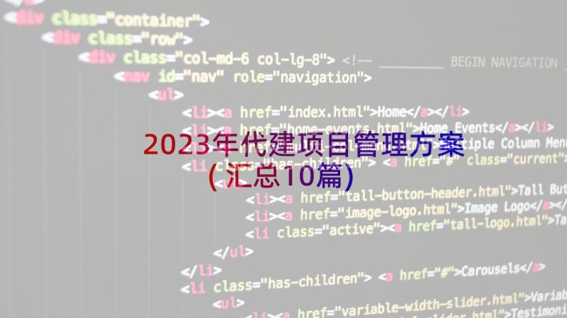 2023年代建项目管理方案(汇总10篇)