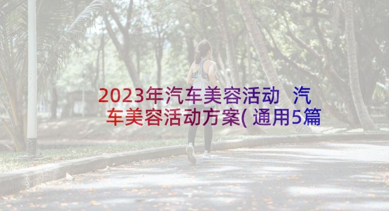 2023年汽车美容活动 汽车美容活动方案(通用5篇)