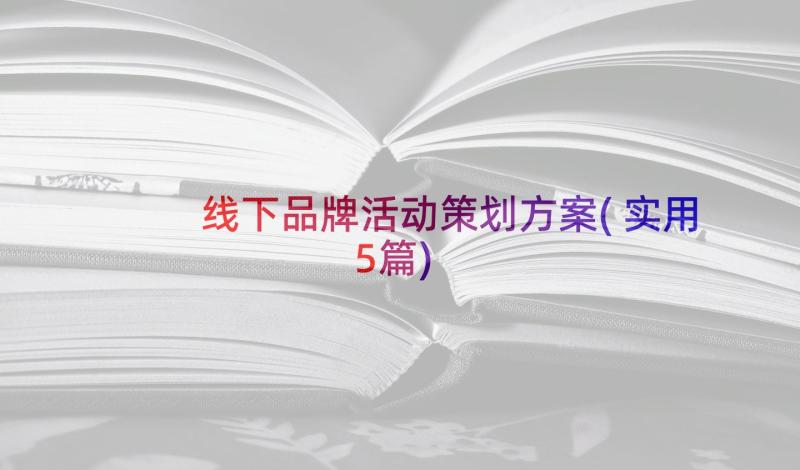 线下品牌活动策划方案(实用5篇)