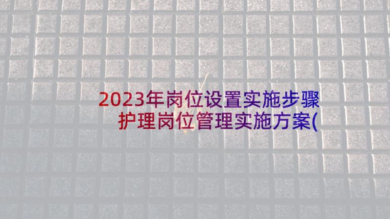 2023年岗位设置实施步骤 护理岗位管理实施方案(大全5篇)